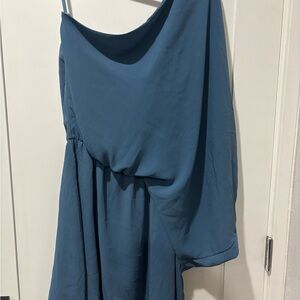Main Strip Teal Textured Dress